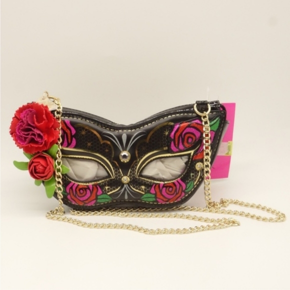 Betsey Johnson Masquerade Mask Guess Who Crossbody Purse NWT - Picture 2 of 11